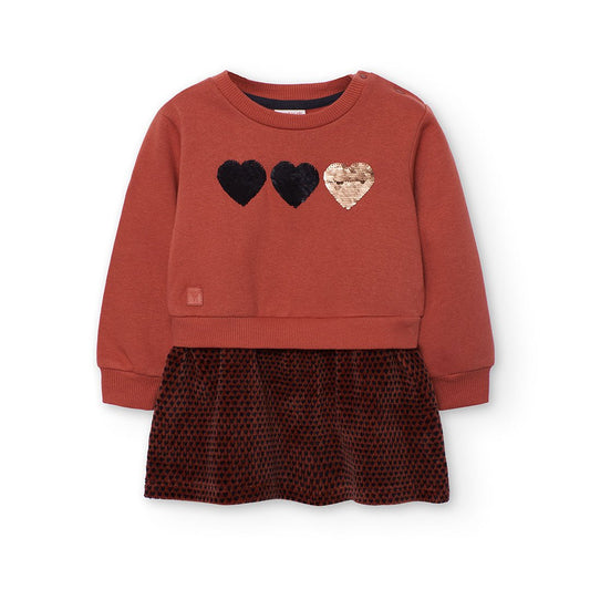 Abito Felpa Cuori 212072 - Coccole e Ricami p.iva IT09642670583