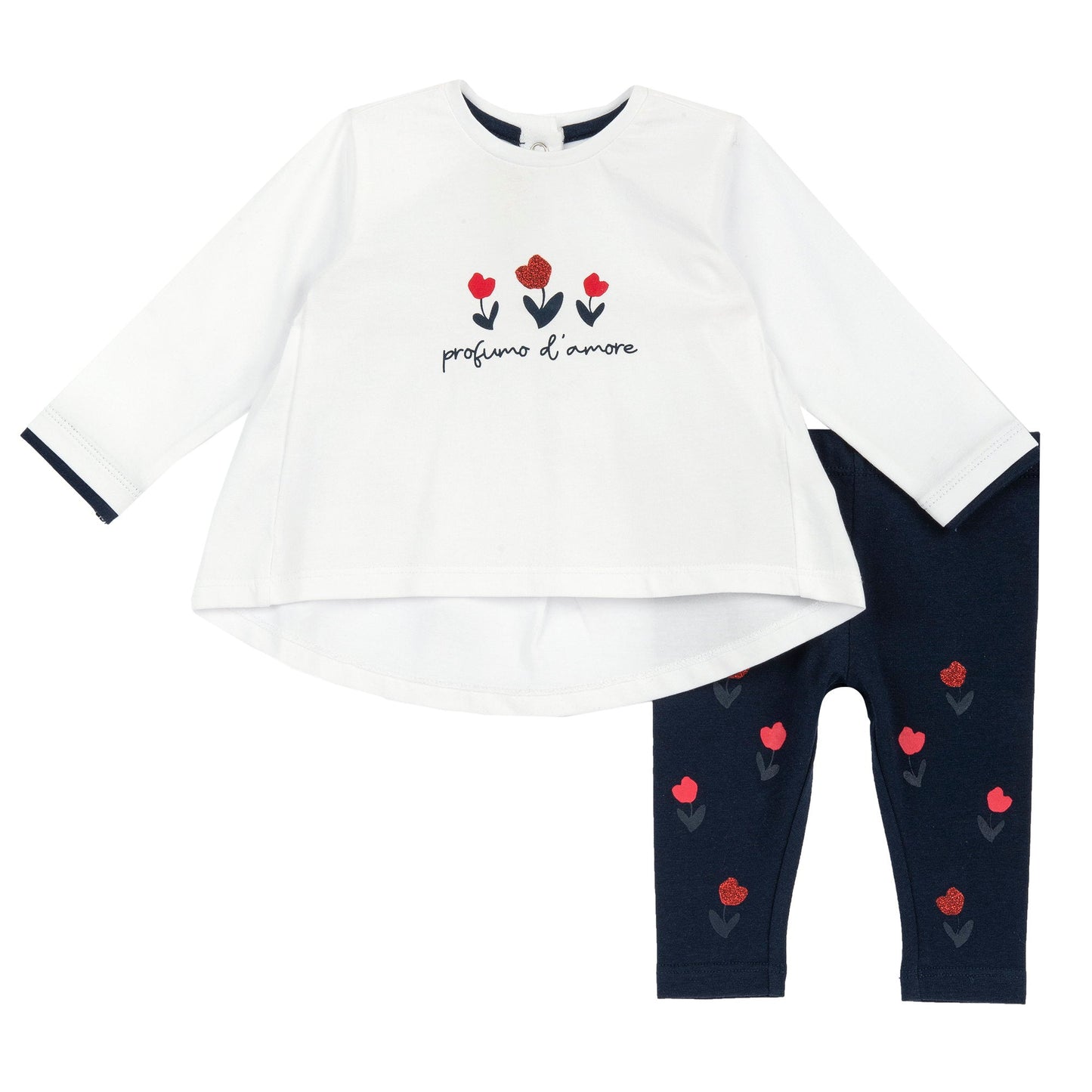 Completo manica lunga FIORI - Coccole e Ricami