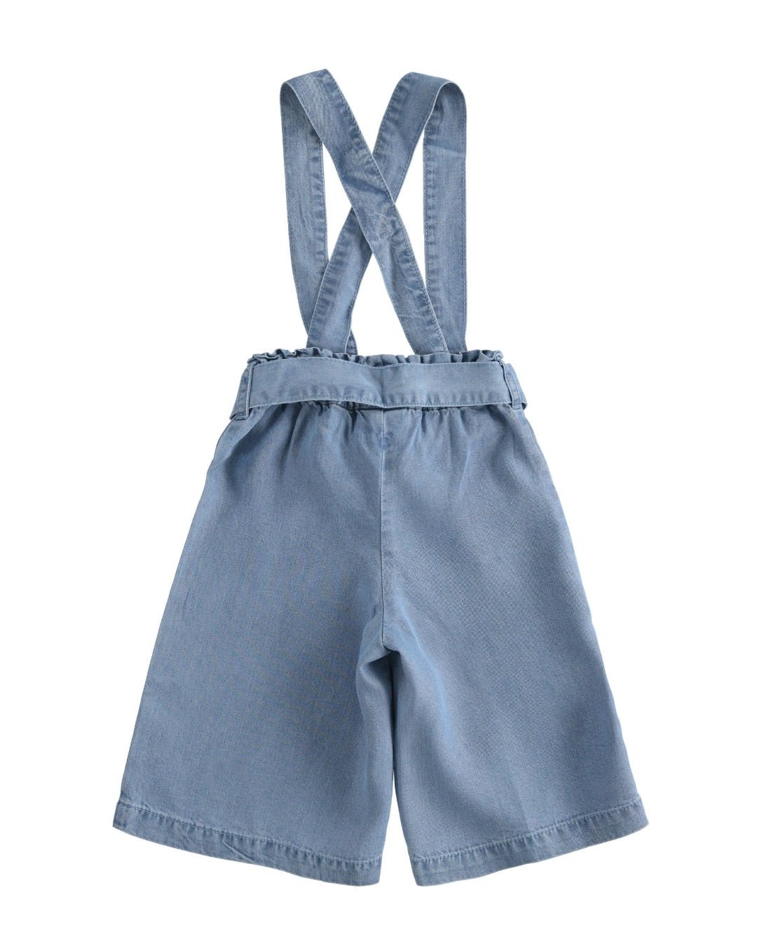 Jeans palazzo con bretelle - Coccole e Ricami |email: info@coccoleericami.shop| P.Iva 09642670583