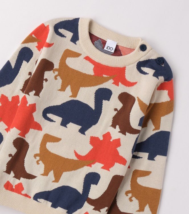 Maglione Dinosauri 4F220 - Coccole e Ricami p.iva IT09642670583